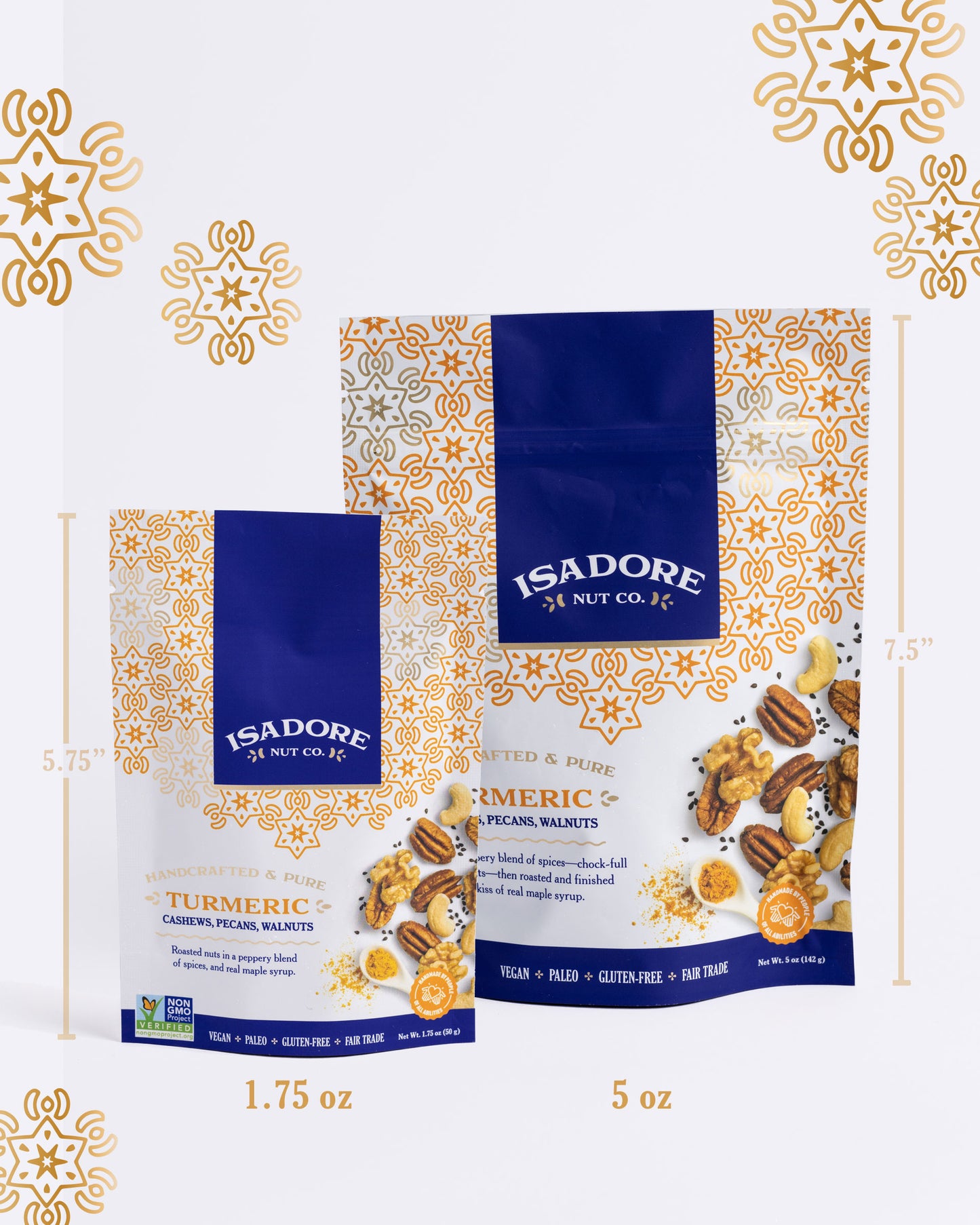 TURMERIC- Cashews, Pecans, Walnuts 1.75 oz and 5 oz bags