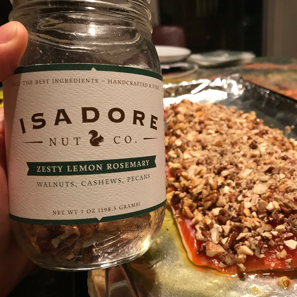 Soul Mate Salmon Zesty Lemon Rosemary Salmon with nuts from Isadore Nut Co Photo by Adelia and Tollef