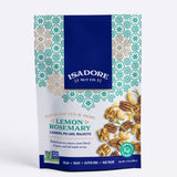 Roasted nuts in a savory-sweet blend of spices, and real maple syrup. One of our most popular flavors. Bright, zesty lemon and fresh chopped rosemary team up to build an award-winning combination of citrus and herbs. 