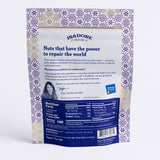 CHAI- Pecans Roasted pecans in a sweet, warming blend of spices, and real maple syrup. An award-winning snack that mimics a warm cup of tea with a unique combination of earthy turmeric, spicy cinnamon and a punch of bright ginger. Back of bag.