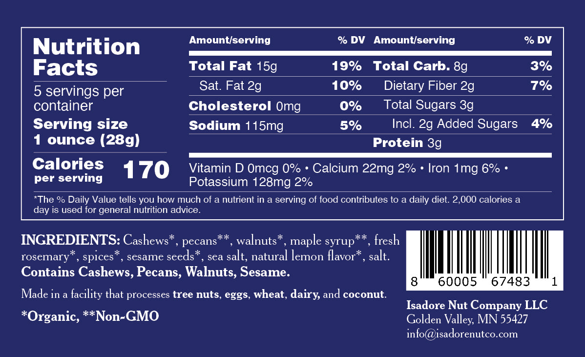 Packaging nutritional content.