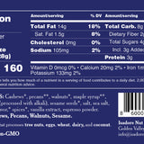 Cocoa orange nutrition label.