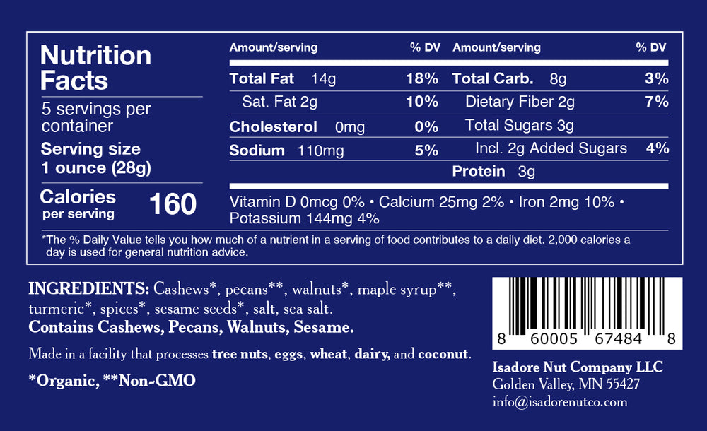 
                  
                    Turmeric nutritional label.
                  
                