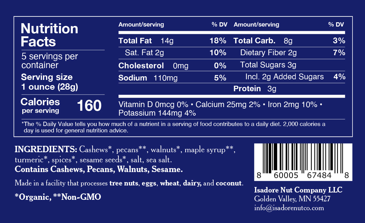 
                  
                    Turmeric nutritional label.
                  
                