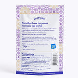 CHAI- Pecans Roasted pecans in a sweet, warming blend of spices, and real maple syrup. An award-winning snack that mimics a warm cup of tea with a unique combination of earthy turmeric, spicy cinnamon and a punch of bright ginger. Back of bag.