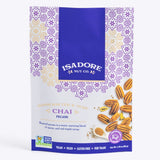 CHAI- Pecans Roasted pecans in a sweet, warming blend of spices, and real maple syrup. An award-winning snack that mimics a warm cup of tea with a unique combination of earthy turmeric, spicy cinnamon and a punch of bright ginger. front.